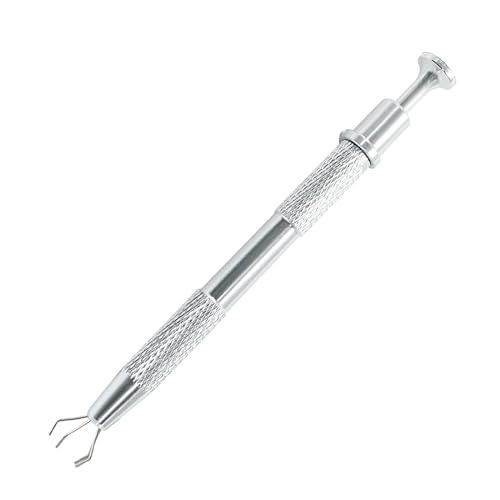 Hordion 4-Claw Pick up Tool Piercing Ball Grabber Stainless Steel 4 Prongs Jewel Pickup Tool Terp Pearl Grabber for IC Chip Electronic Components Nails Clamping Silver