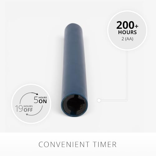 Image of Luminara Flameless Candle Taper (1 inch x 9.5 inch) Melted Top Real Wax Unscented Remote Ready Timer (Blue Opal)