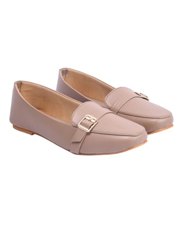 Image of Shoetopia Women's Elegant Bow Ballet Flats Designer Pattern Slip-On Shoes with Metal Buckle Accent & Comfort Sole