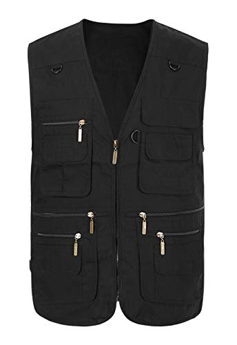 Image of Spanye Mens Safari Travel Photo Vest Outdoor Fishing Multi Pocket Jacket Beige