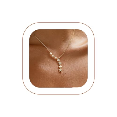 VIROMY Colliers Femme en Or pour,Collier à Pendentif Étoile Plaqué Or 14k Chaîne Acier Inoxydable Bijoux Cadeaux pour Femmes