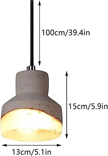 Lámpara de techo de cemento gris E27 moderna y colgante industrial 3