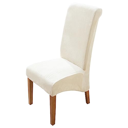 Image of HOKIPO Velvet Long Back Chair Covers Set of 1, Beige (AR-4760-BGE)