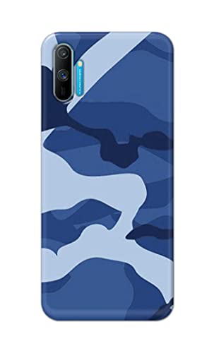 Image of Printed Hard Back Cover Case for Realme C3 | Realme C3i Back Cover (Army Blue Pattern) -1302