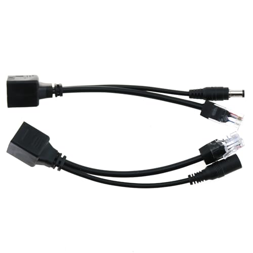 TAODAN Kit 2PCS 12V POE Splitter Injector con conector DC 5.5x2.1mm para routers inalámbricos, vigilancia y sistemas de control de acceso miniatura 3