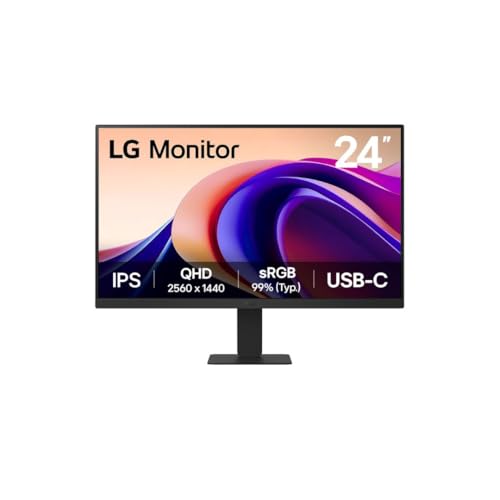 LG 24U631A-B - Schermo PC desktop da 24' - Pannello IPS risoluzione QHD (2560x1440), 5ms 100Hz, HDR 10, sRGB 99% (CIE1931), inclinabile, HDMI 2.0, USB-C (15W)