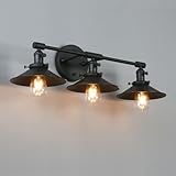 Phansthy Vanity Lights 3 Lights Wall Sconce with 7.87 Inches Metal Lamp Shade (Matte Black)