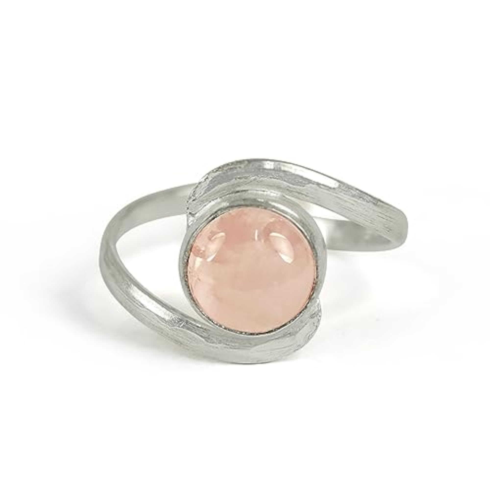 Adjustable Certified Rose Quartz Gemstone Ring for Unisex