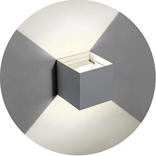 Topmo-plus moderne Wandlamp LED wandspot trap aluminium incl.2 LED OSRAM COB 6W vierkante wandverlichting Up & Down wandlamp kantoor badkamer garages grijs/natuurlijk wit