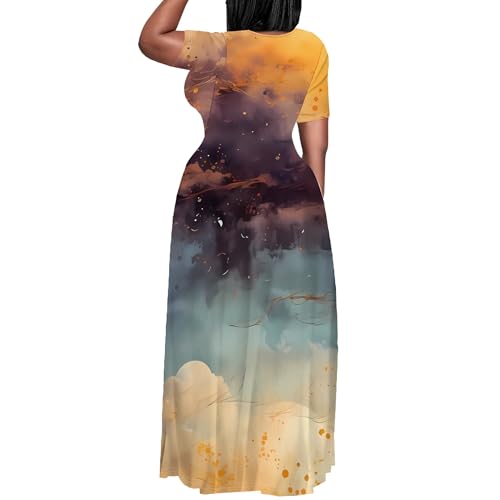 Image of PinkPatty Plus Size Maxi Dress for Women Summer Casual Short Sleeve Tshirt Dresses with Pockets (XL-6XL)