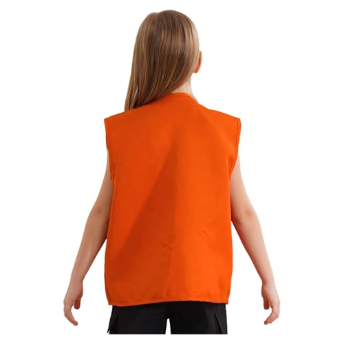 FEESHOW Kids Girls Boys Safety Vests Children Zipper Up Waistcoat Volunteer Activity School Work Halloween Uniform2