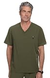 KOI Next Gen On Call Men's 1-Pocket Tuck-in Scrub Top Olive Green Medium