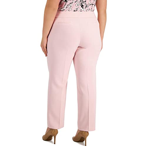 Kasper Womens Plus Crepe Slim Straight Leg Pants Pink 22W2