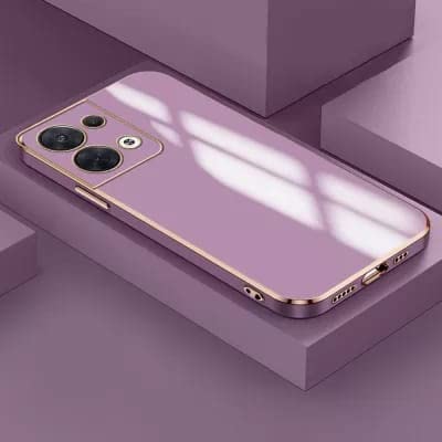 Image of Apurb Store for Oppo Reno 8 5G Plating Square Gold Frame Phone Case Luxury Soft Silicone Back Cover (for Oppo Reno 8 5G, Purple)