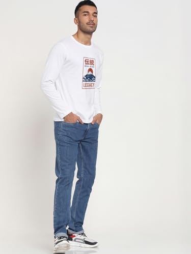 Image of Bewakoof Men's 100% Cotton Graphic Print Regular Fit Full Sleeve Round Neck T-Shirt | Tshirt for Men Cotton| Casual Wear | Street Wear