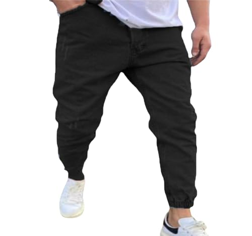 Jeans Pants Trousers Denim Street Trendy Slim Fit Foot Binding Commuting Casual for Men