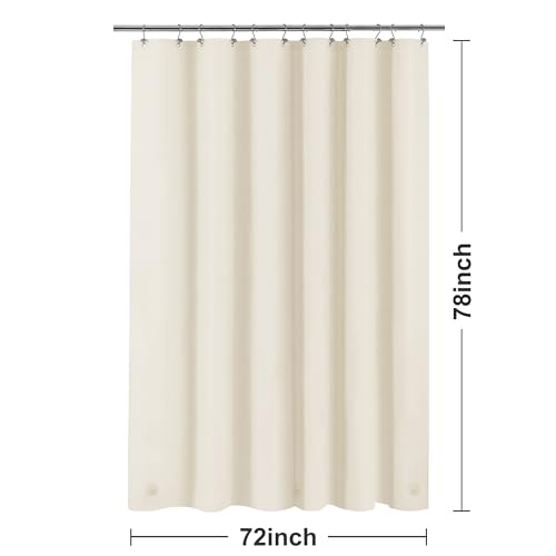Image of Barossa Design Beige Long Shower Curtain Liner 78 inch Height - 3 Magnets & Waterproof Lightweight PEVA Shower Liner for Bath Tub, PVC Free, Metal Grommets, Beige, 72x78