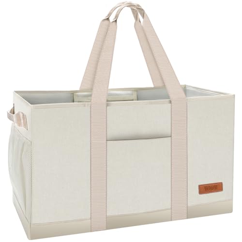 WONDAY Extra Large Utility Tote Bag - Standing Reusable Grocery Bag with Handle Collapsible Storage Organizer for Shopping Beach Work