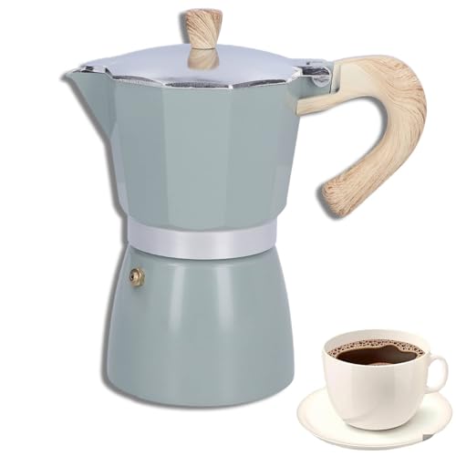 Jwthee Cafetera, cafetera italiana de 300 ml Cafetera cafetera clásica y elegante de 6 tazas para capuchino o leche (lago turquesa)