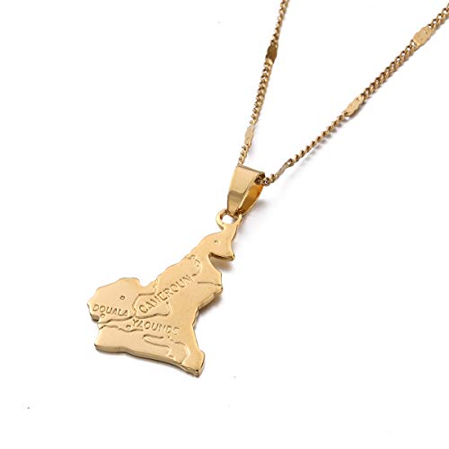 République du Cameroun Map Pendant Necklace Douala Yaounde Africa Jewelry Cameroon Map Necklaces