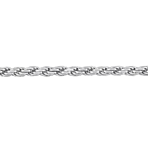 Italian 925 Sterling Silver Solid Diamond Cut Rope Chain Necklace - for Men & Women - Available in Sterling Silver, Yellow Gold Flash Plated Sterling Silver, or Rhodium Plated Sterling Silver - in Various Widths - Versatile Lengths: 16in, 18in, 20in, 22in, 24in, 28in, 30in4