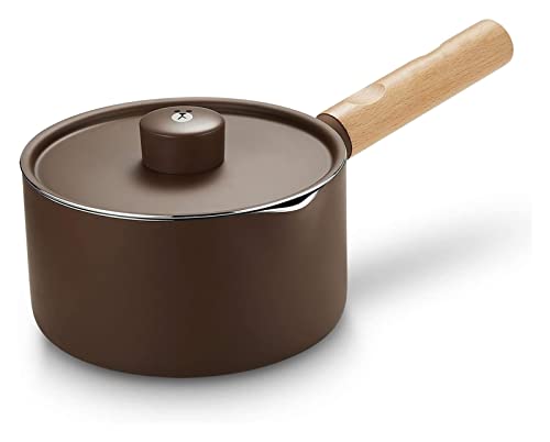 YQBUER Wok Cooking Pot For Warming Milk Cooking Porridge Noodles Butter Making Sauce Nonsitck Pan Milk Pan Sauce Pan (Color : Brown)
