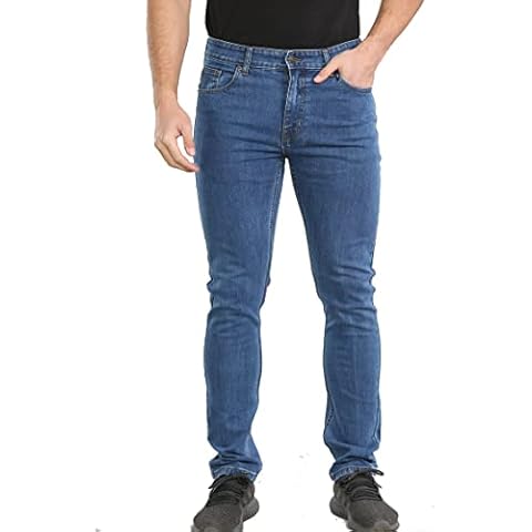Men Slim Fit Denim Jeans with Comfort Stretch (W32 / L31, Blue) Cover