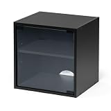 サンワダイレクト キューブボックス 2段 ガラス扉付き 幅35×奥行29.5×高さ35cm 配線穴 コレクションケース フィギュアケース ブラック 100-CUBEF3BK