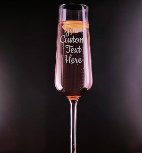 Personalized Champagne Glass with Your Custom Text - Custom Champagne Flute, Engraved Toasting Glass Gift for Wedding, Anniversary, Bridesmaids