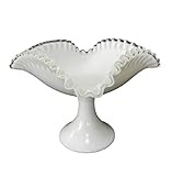 Silver Crest Fenton Footed Square Crimped Compote Centerpiece