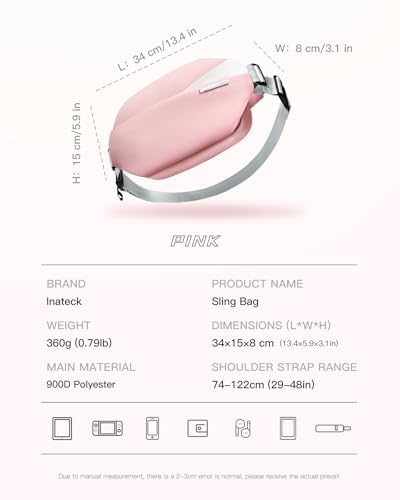 Image of Inateck Sling Bag, Stylish Crossbody Bag with Adjustable Shoulder Strap, Water-Resistant Shoulder Bag for Men and Women Multipurpose Sling Bag (Pink)