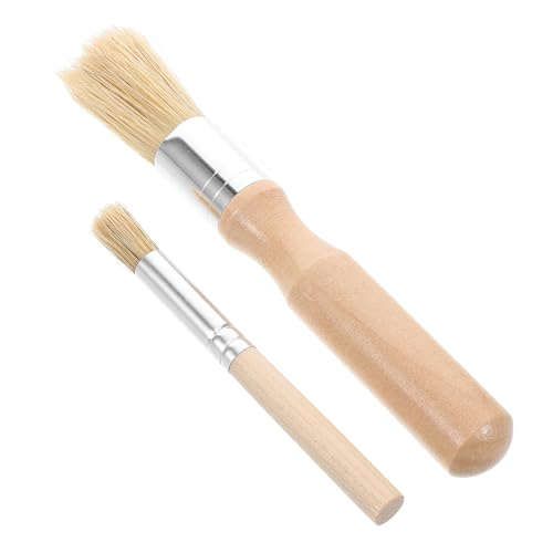 Uonlytech 2pcs Wooden Handle Kitchen Brush for Cooking and Baking Soft Bristle Brush for Oil and Sauce Pastry Chef Tools for Marinades and Sauces