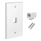 CAT.6 RJ45 Ethernet Wall Plate, OZXNO 1-Pack RJ45 Female to Female Keystone Jack Wallplate Removable Cat6 Inline Coupler Faceplate Compatible with Cat7/6/6e/5/5e Devices (1 Port) - Image 1