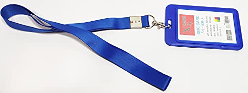 Image of Abha International Plastic ID Card Holder with Premium Lanyard for Office /School (Vertical) (Blue, Pack of 10pcs.)