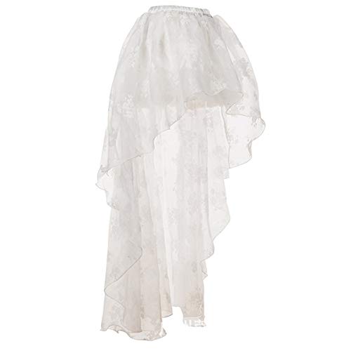 BOLAWOO-77 Jupes pour Femmes Printemps Mode Chic Filles Été Jupe Mode Chic De Plage Jupe D Été Jupes Femmes Jupe en Dentelle Asymétrique Steampunk Jupe (Color : Blanc, Size : L)