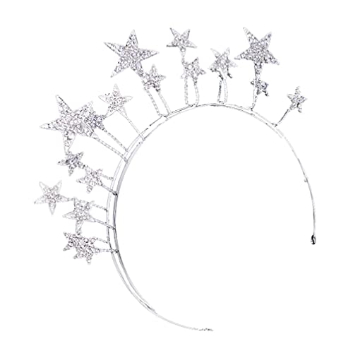 TENDYCOCO Diadema De Estrella Diamantes De Imitación Brillantes Accesorios Navideños Para El Cabello Diadema Alienígena Tocado De San Valentín Para Cumpleaños Boda Actuación Cover