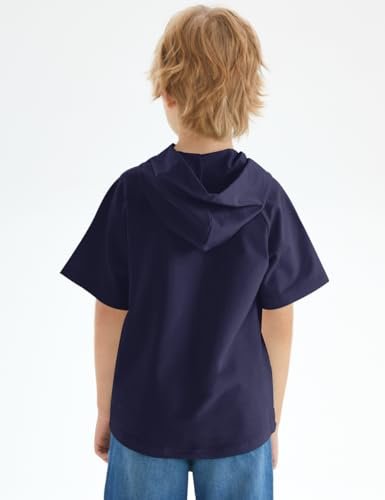 Image of Spring&Gege Boys Light Weight Short Sleeve Hoodie Casual Solid Pullover Hooded T-shirt with Pocket