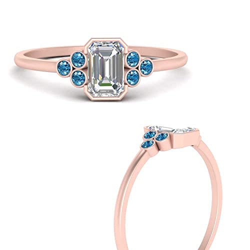 Image of Choose Your Gemstone Bezel Set Petite Diamond CZ Ring Rose Gold Plated Emerald Shape Petite Engagement Rings Everyday Jewelry Wedding Jewelry Handmade Gifts for Wife US Size 4 to 12