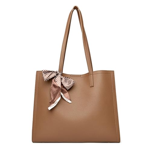 CORIOS Bolsa feminina para laptop de couro PU elegante pasta de computador à prova d'água bolsa de ombro profissional bolsa de ombro grande capacidade bolsa de trabalho negócios escritório cáqui