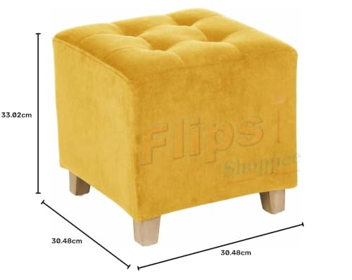 Image of Pouffes Bench Sitting Stool for Living Room Patio Kitchen Bench Puffy Wooden Mudda Ottoman Stools Footstool Pouf.(Yellow)