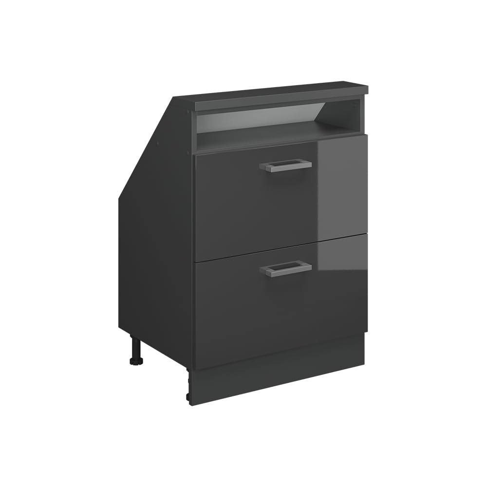 Vicco Kitchen sloped ceiling cabinet Raul, Anthracite gloss, 60 cm — image 1