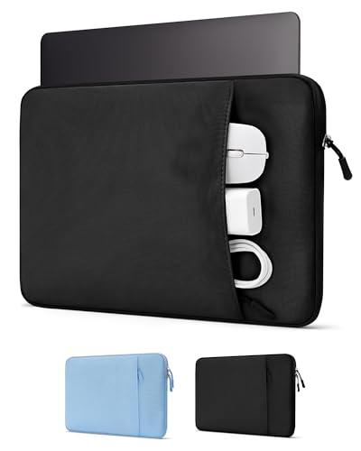 ProCase Laptoptasche mit Hülle für MacBook Air/Pro 15 gepolstert Fronttasche für Ladegerät und Zubehör kompatibel auch mit 15 ASUS Lenovo HP ideal für Berufstätige und Studenten - Schwarz