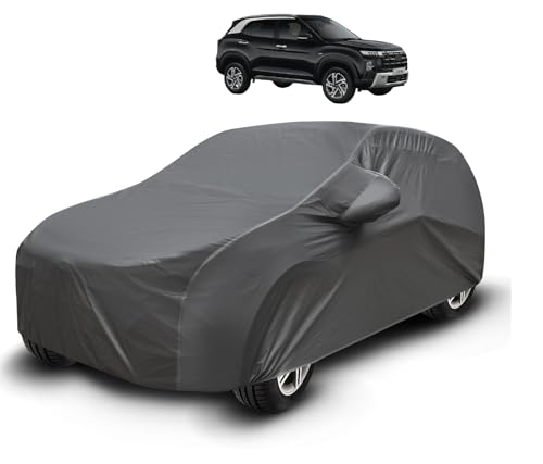 Image of Auto Hub Waterproof Car Cover Compatible with Creta (Model : 2024-Till Date) Car Cover with Mirror Pocket and Soft Cotton Lining, Creta 2024 Car Body Cover, Grey