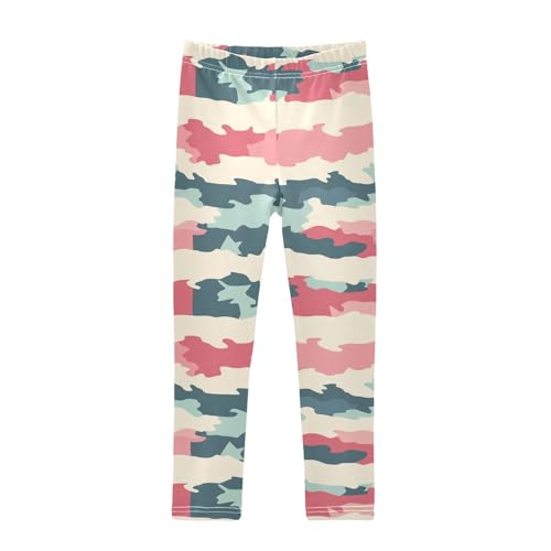 Camouflage Stripes Camo Girls Casual Leggings for Kids Printed Long Pant Bottoms Stretch and Soft
