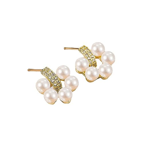 Boucles d'oreilles perles rondes pour femmes au style romantique français