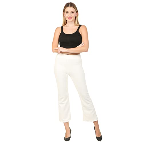 Image of Women's Viscose Rayon Straight Wide Leg Mid Waist Regular Fit Casual Trouser Pant
