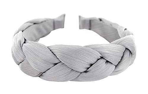 axy Haarreif mit Geflochtener Stoff in Candy Colours - Wunderschön Stirnband Damen Haarschmuck Haarreifen HRZ2 (Silbergrau)