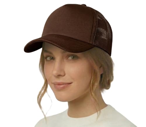 Image of NYFASHION101 Plain Mesh Trucker Hat - Breathable 6-Panel Daily Snapback Cap, Customizable Ideal for DIY Embroidery & Patches