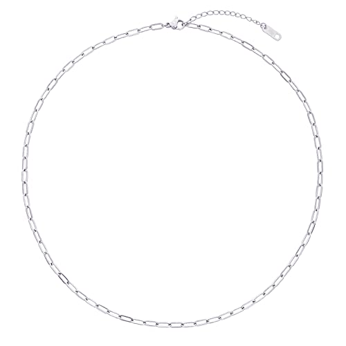 LEGITTA Damen Gliederkette Choker Basic Kette in Silber Zarte Gliedrige Halskette aus Edelstahl Schmuck für Frauen Mädchen Cover