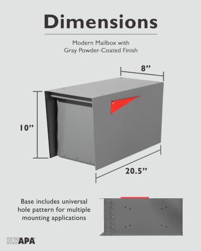 Image of Ilyapa Large Modern Mailbox for Outside - Gray - Post Mount